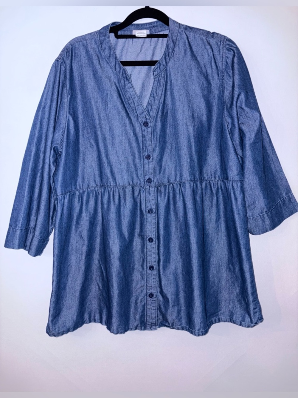 American Sweetheart Button-Front Tunic Top - Blue